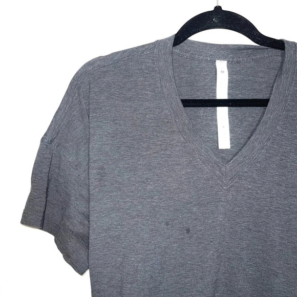 Lululemon Side Tie V-neck Tee Heathered Gray Workout Athleisure 4 Women’s - Picture 5 of 14